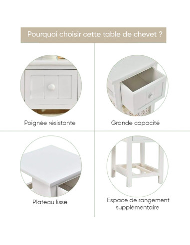Commode en bois blanc shabby chic avec tiroir...