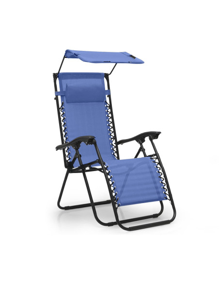 Chaise Longue Zéro Gravité Pliable avec Toit Pare-Soleil Inclinable en Textilène