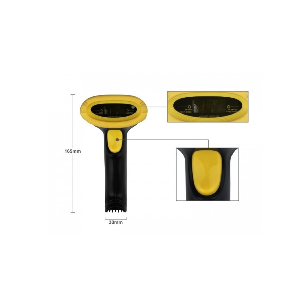 8510 Laser Scanner USB / Pistolet Barcode reader - 650nm avec fonction WIFI BLACK