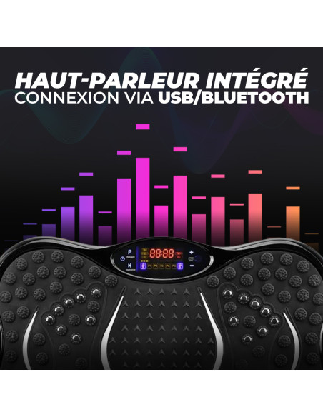 Plateforme Vibrante Électrique Fitness Bluetooth avec Élastiques