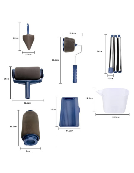 Lot 2 Rouleaux Peinture Anti-Goutte Réservoir Rechargeable Manche Extensible