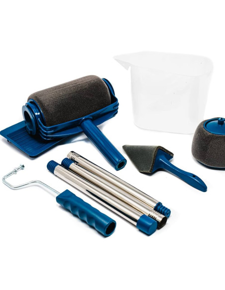 Lot 2 Rouleaux Peinture Anti-Goutte Réservoir Rechargeable Manche Extensible