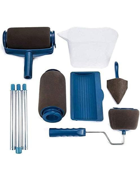 Lot 2 Rouleaux Peinture Anti-Goutte Réservoir Rechargeable Manche Extensible