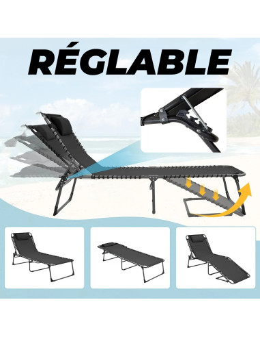 Transat en Textilène Design Cordonné, Pliable...