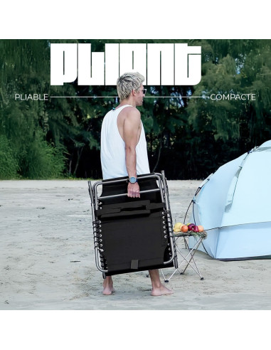 Transat en Textilène Design Cordonné, Pliable...