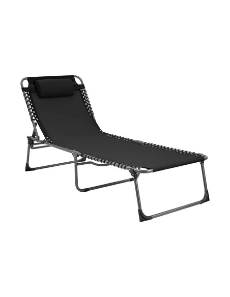 Transat en Textilène Design Cordonné, Pliable avec Dossier Inclinable.