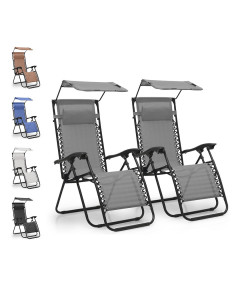 2 pièces Chaise longue Gravity Zero pliable et inclinable...