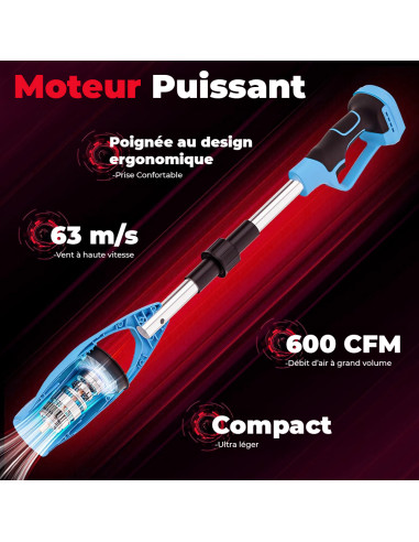 Souffleur sans fil à batterie 24V pliable,...