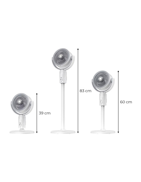 Ventilateur 3en1 sans fil et rechargeable hauteur réglable avec télécommande
