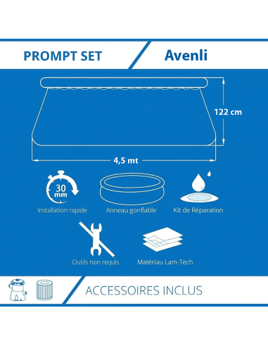 Piscine hors sol AVENLI Ronde Gonflable avec...