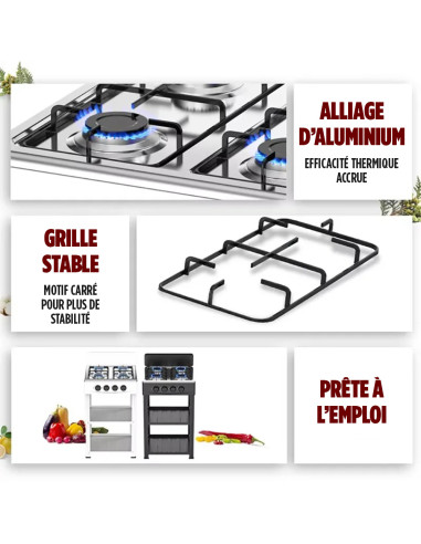 Cuisinière à gaz naturel plan de travail 4 feux...