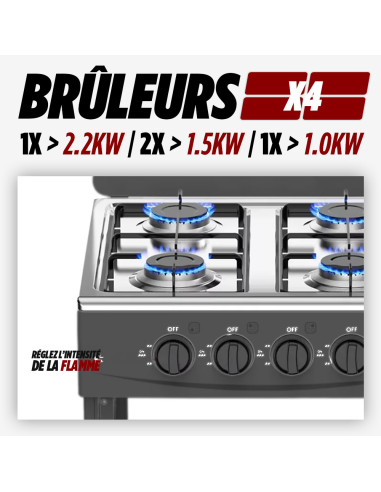 Cuisinière à gaz naturel plan de travail 4 feux...