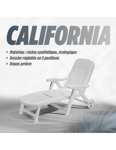 Chaise longue CALIFORNIA, roues arrière,...