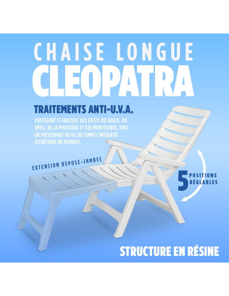 Chaise CLEOPATRA avec rallonge en résine dossier inclinable pour l'extérieur