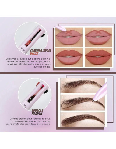 Crayon de maquillage 4-en-1 lèvres, yeux,...