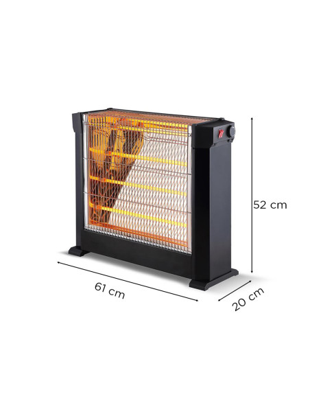Poêle à quartz électrique quatre éléments, infrarouge, puissance réglable 2200W
