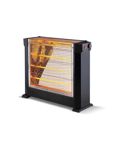 Poêle à quartz électrique quatre éléments, infrarouge, puissance réglable 2200W Noir