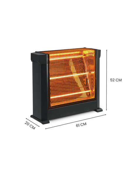 Poêle à quartz électrique trois éléments, infrarouge, puissance réglable 1800W