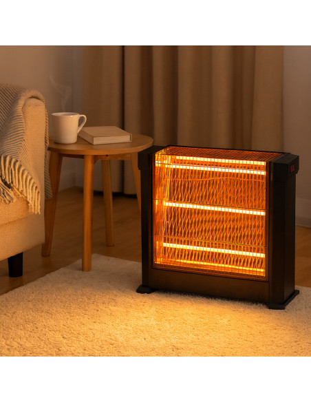 Poêle à quartz électrique trois éléments, infrarouge, puissance réglable 1800W