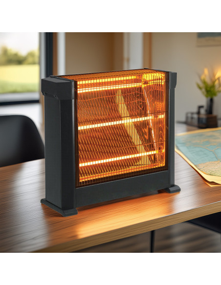 Poêle à quartz électrique trois éléments, infrarouge, puissance réglable 1800W