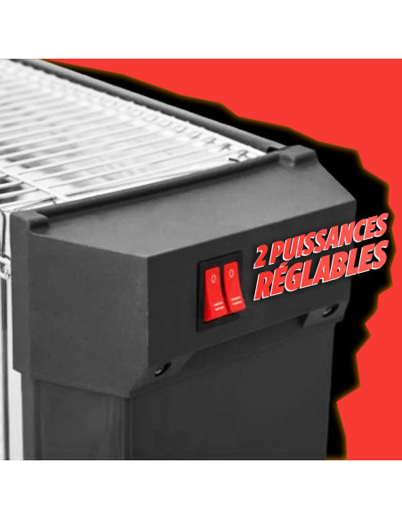 Poêle à quartz électrique trois éléments, infrarouge, puissance réglable 1800W