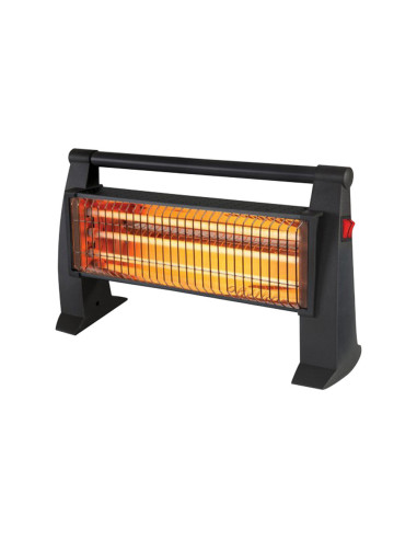 Poêle à quartz électrique deux éléments, infrarouge, puissance réglable 1500W.