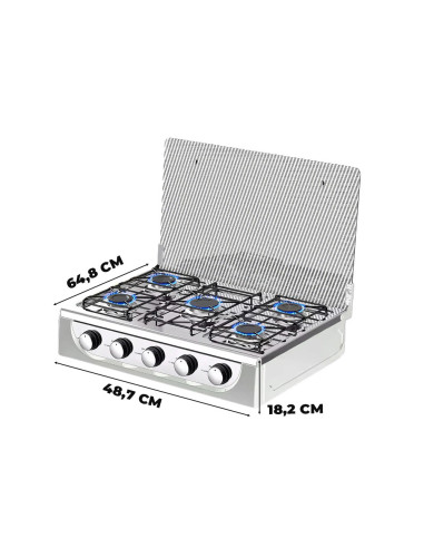 Réchaud à gaz portable 5 brûleurs acier...