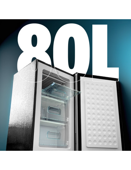Congélateur vertical 80L Staylux, 3 tiroirs, classe énergétique E.