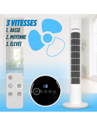 Ventilateur tour Dictrolux avec télécommande 3...