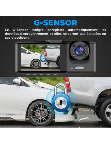 Dash cam DVR surveillance de voiture triple...