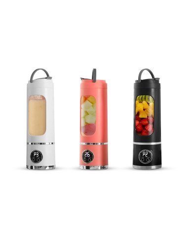 Mixeur portable sans fil, bouteille rechargeable USB, 450ml, lames en acier. Rose