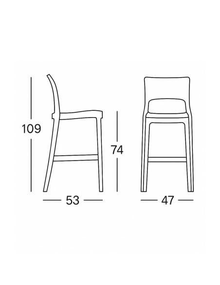 Lot de 4 tabourets Isy SCAB Design en polycarbonate transparent, hauteur 74cm.