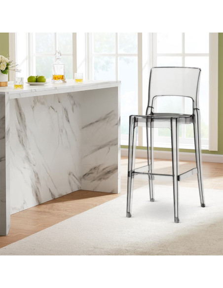Lot de 4 tabourets Isy SCAB Design en polycarbonate transparent, hauteur 74cm.