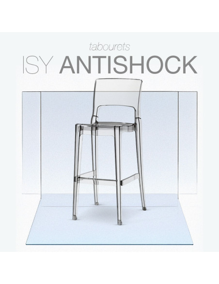 Lot de 4 tabourets Isy SCAB Design en polycarbonate transparent, hauteur 74cm.