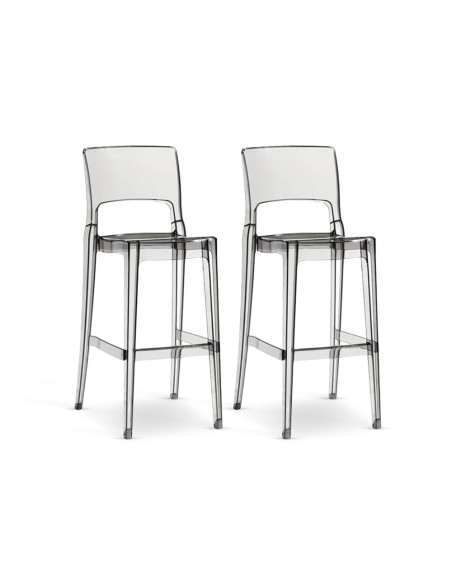Lot de 2 tabourets Isy SCAB Design en polycarbonate transparent, H 74cm.
