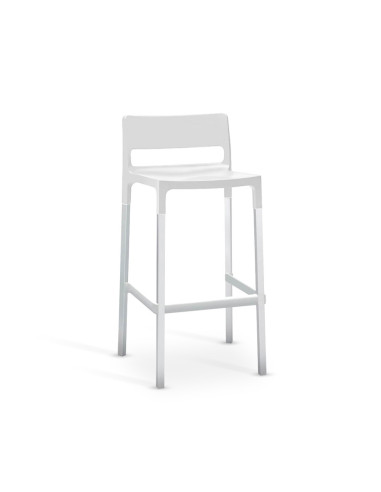 Lot de 4 tabourets DIVO en technopolymère et alu, assise H75cm.