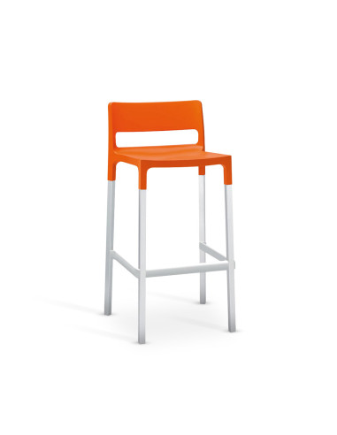 Lot de 4 tabourets DIVO en technopolymère et alu, assise H65cm.