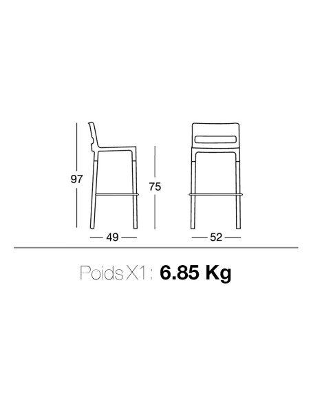 Lot de 4 tabourets NATURAL DIVO en technopolymère et bois, assise H75cm