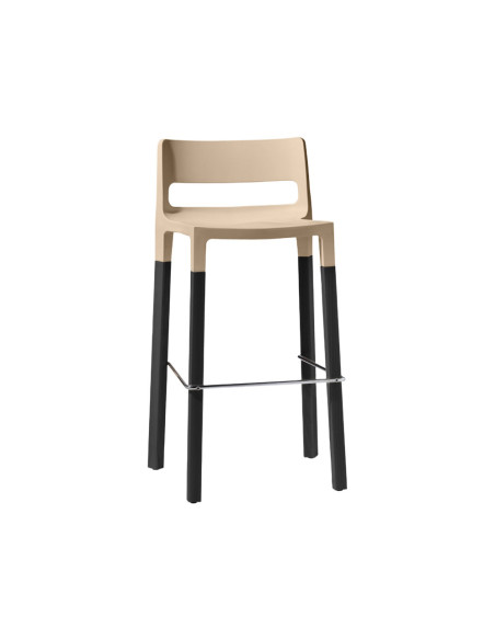 Lot de 4 tabourets NATURAL DIVO en technopolymère et bois, assise H75cm