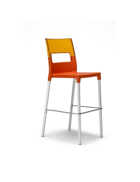 Lot de 4 tabourets DIVA en technopolymère transparent et alu, H65 cm