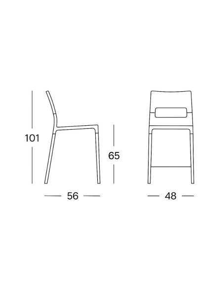 Lot de 4 tabourets DIVA en technopolymère transparent et alu, H65 cm