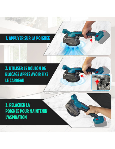 Ventouse vibrante 130mm, 2 batteries 21V, pour...