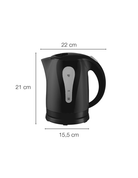 Bouilloire électrique sans fil 1,8L 2200W, base pivotante et arrêt automatique.