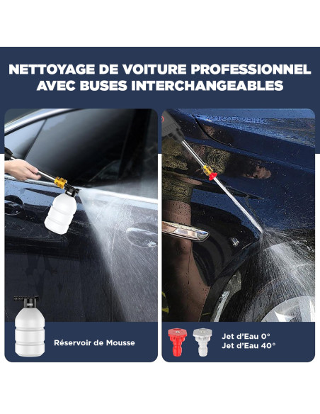 Kit nettoyeur haute pression/souffleur 48V, 1050W, sans fil, avec 2 batteries.