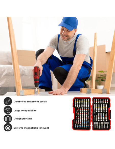 Kit 83 embouts magnétiques universels pour tournevis, avec mallette.