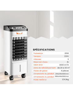 Refroidisseur par évaporation Vinco 65W avec 3 vitesses... 2