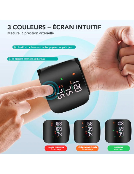 Tensiomètre poignet électronique, mesure auto pression et pouls