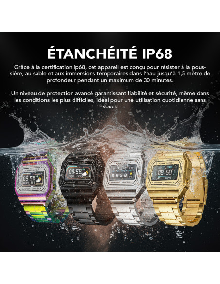 Smartwatch I6 IP68, écran 2,4 cm, GPS, podomètre, suivi du sommeil