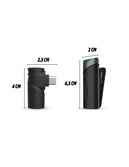 Microphone sans fil Type-C – Autonomie 6 heures, portée 10-15 m