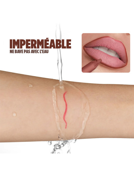 Crayon à lèvres mat waterproof avec pinceau plat pour estomper